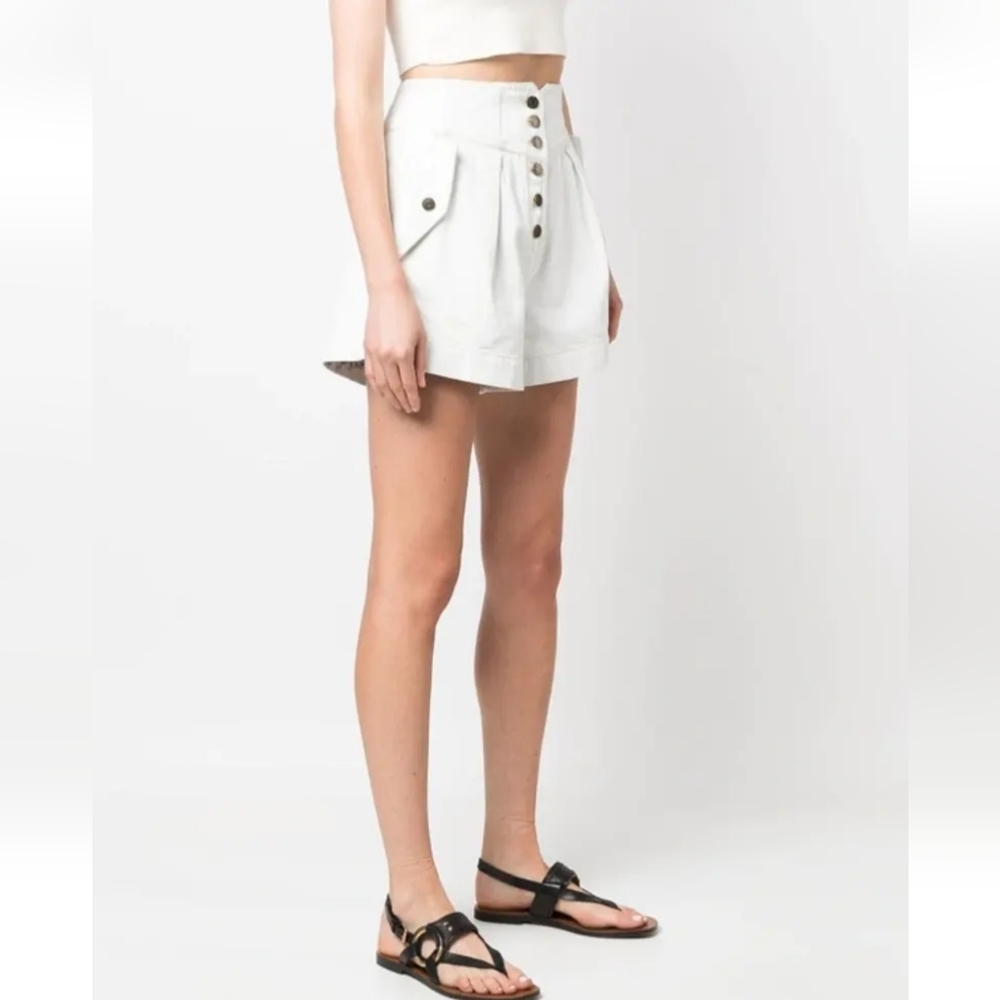 Ulla Johnson Alvin Cotton Denim High Waisted Shorts in washed white women 10